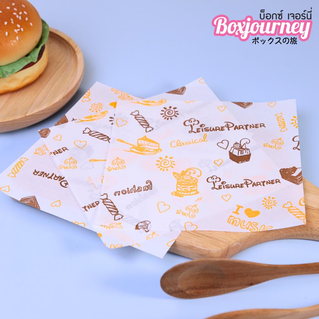 กระดาษรองอาหาร ลายเบเกอรี่ 01  6 x 6 นิ้ว (กันซึม)