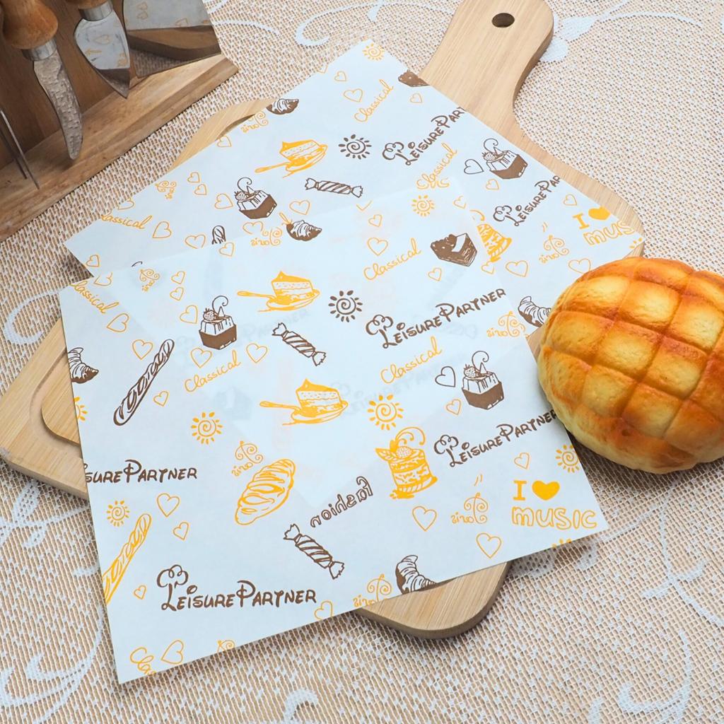 กระดาษรองอาหาร ลายเบเกอรี่ 01  8 x 8 นิ้ว (กันซึม)