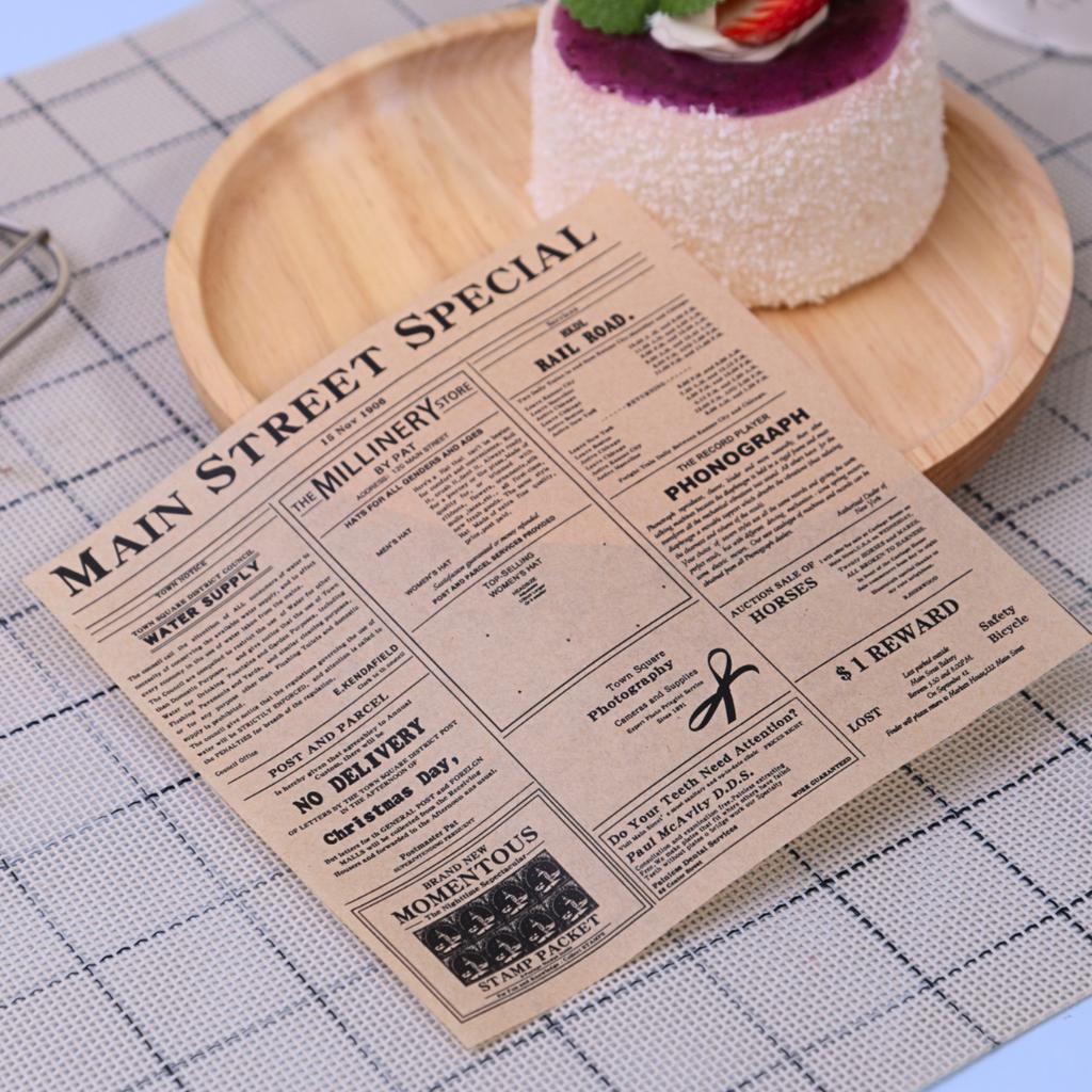 กระดาษรองอาหาร  ลายวินเทจ สีน้ำตาล 12x12 ซม. (กันซึม)