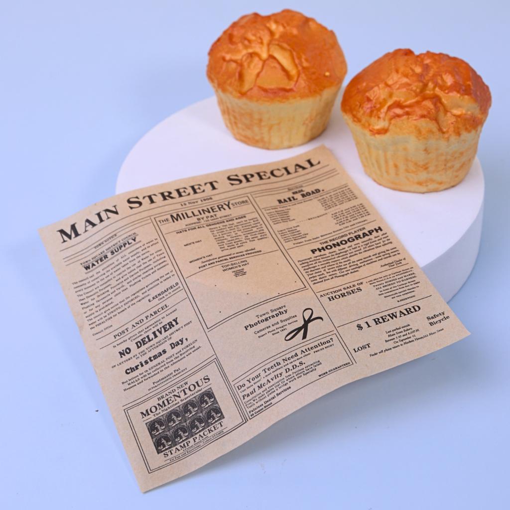 กระดาษรองอาหาร ลายวินเทจ สีน้ำตาล 6x6 นิ้ว(กันซึม)