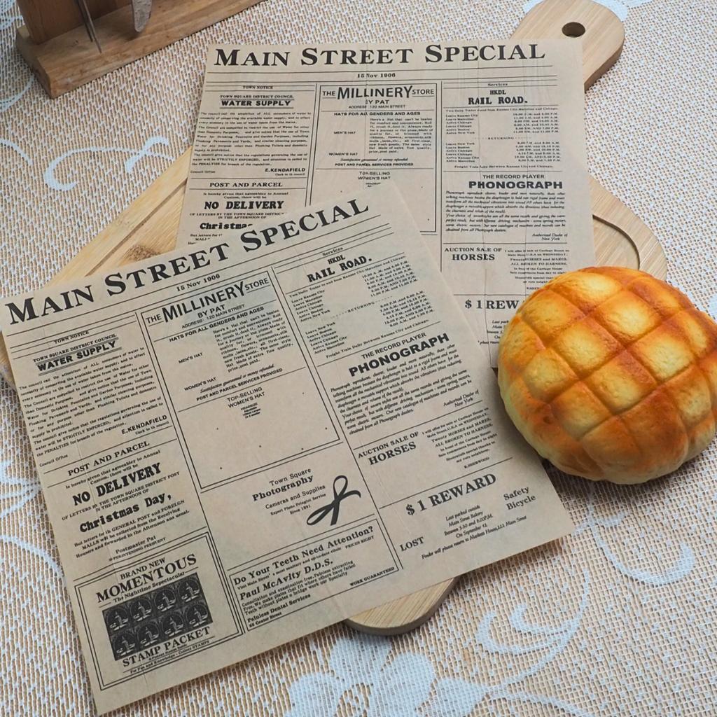 กระดาษรองอาหาร ลายวินเทจ สีน้ำตาล 8x8 นิ้ว(กันซึม)