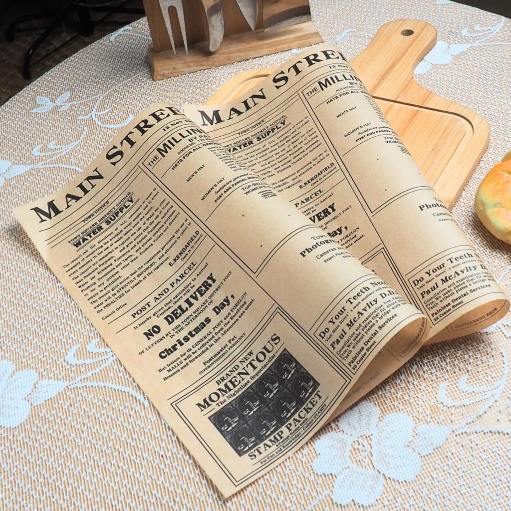 กระดาษรองอาหาร ลายวินเทจ สีน้ำตาล30x30 ซม. (กันซึม)