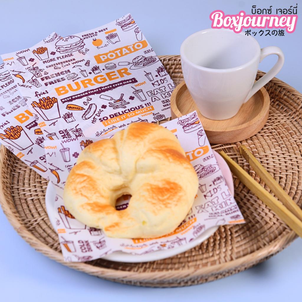 กระดาษรองอาหาร ลายฟาสต์ฟู้ด 6x6 นิ้ว (กันซึม)