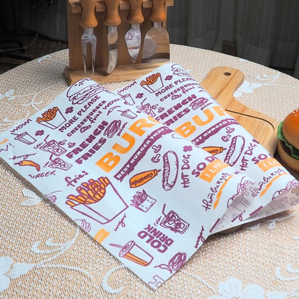 กระดาษรองอาหาร ลายฟาสต์ฟู้ด 30x30 ซม. (กันซึม)