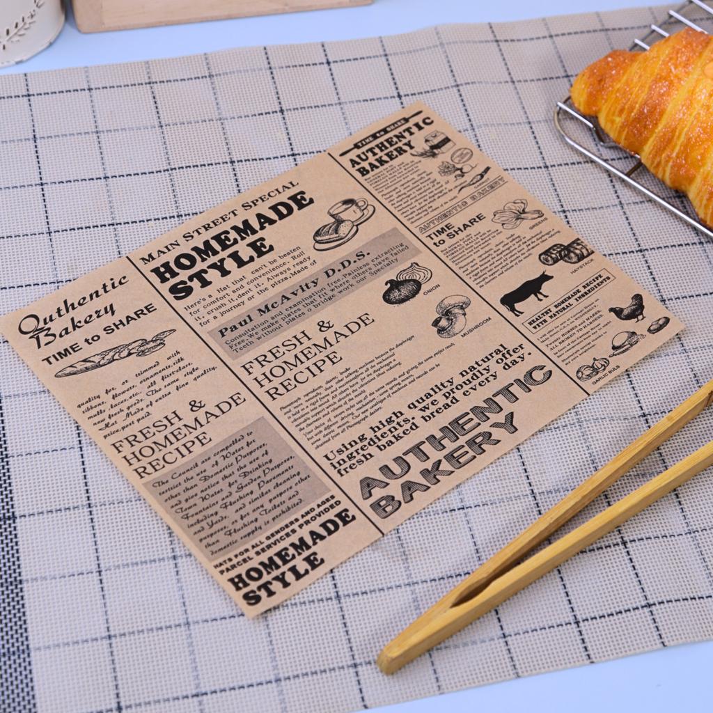 กระดาษรองอาหาร ลายหนังสือพิมพ์ 6x8 นิ้ว (กันซึม)