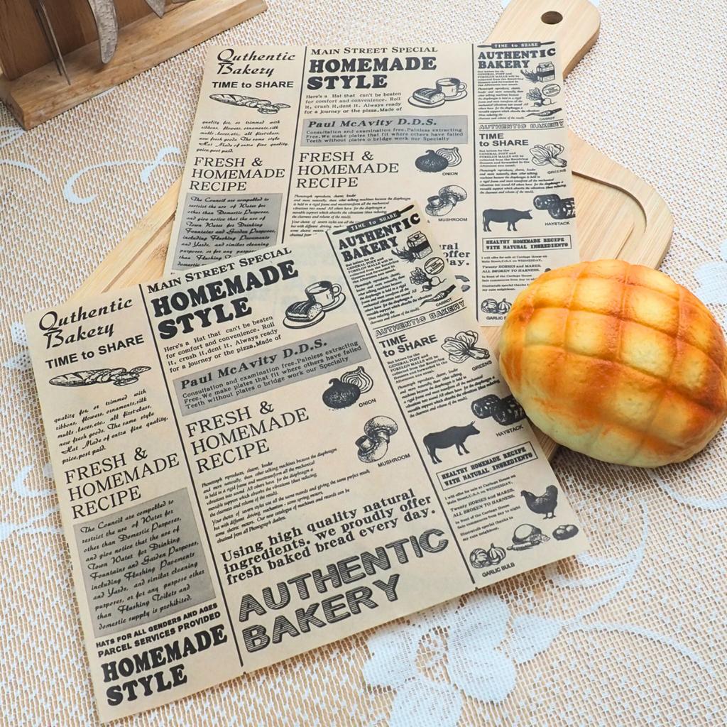 กระดาษรองอาหาร ลายหนังสือพิมพ์ 8x8 นิ้ว (กันซึม)