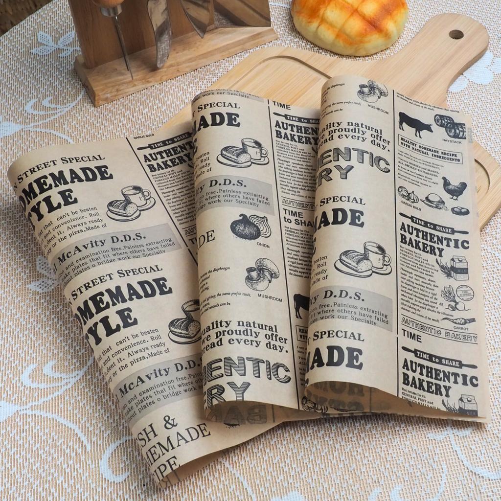 กระดาษรองอาหาร ลายหนังสือพิมพ์ 10x10 นิ้ว (กันซึม)