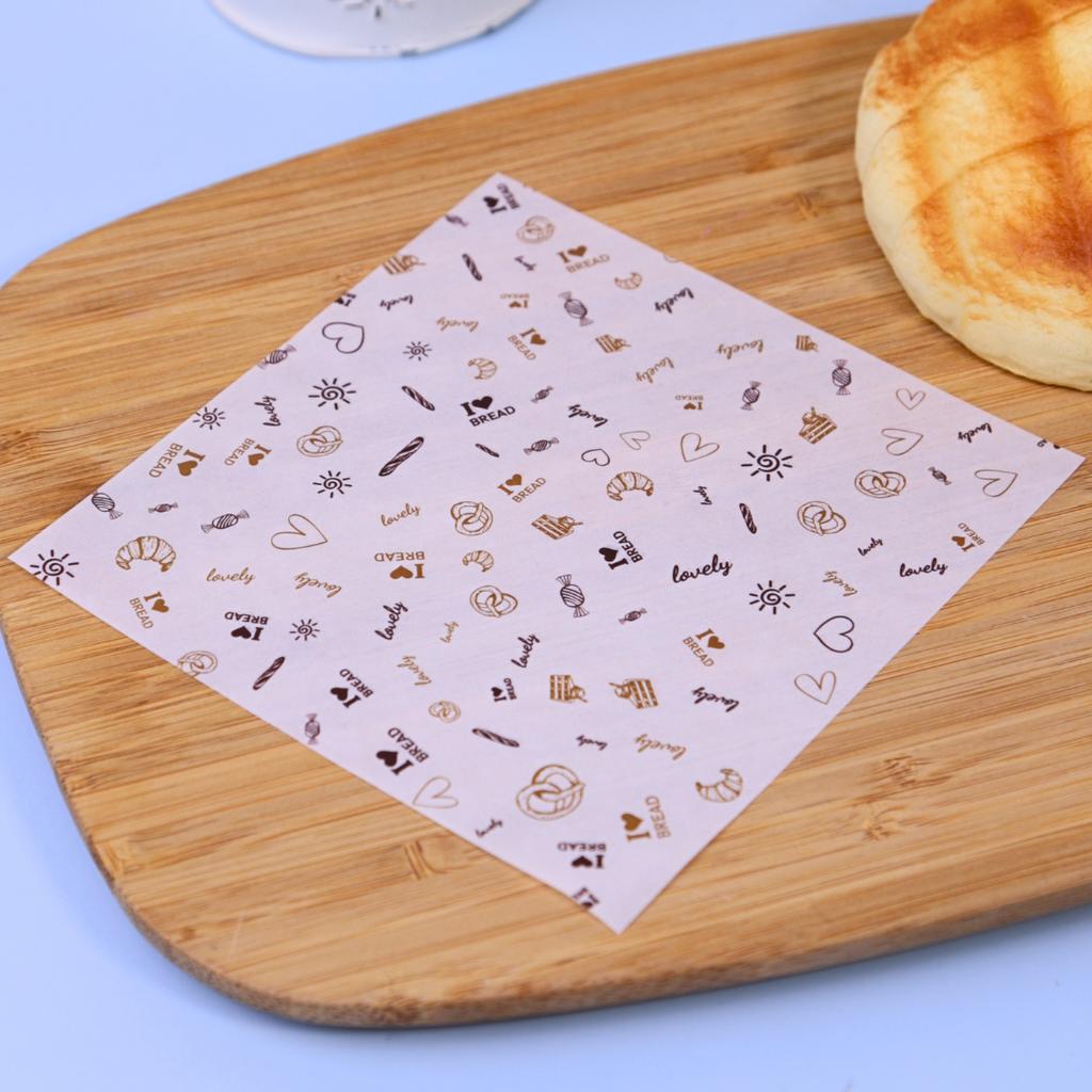 กระดาษรองอาหาร ลายเบเกอรี่ 02  12x12 ซม. (กันซึม)