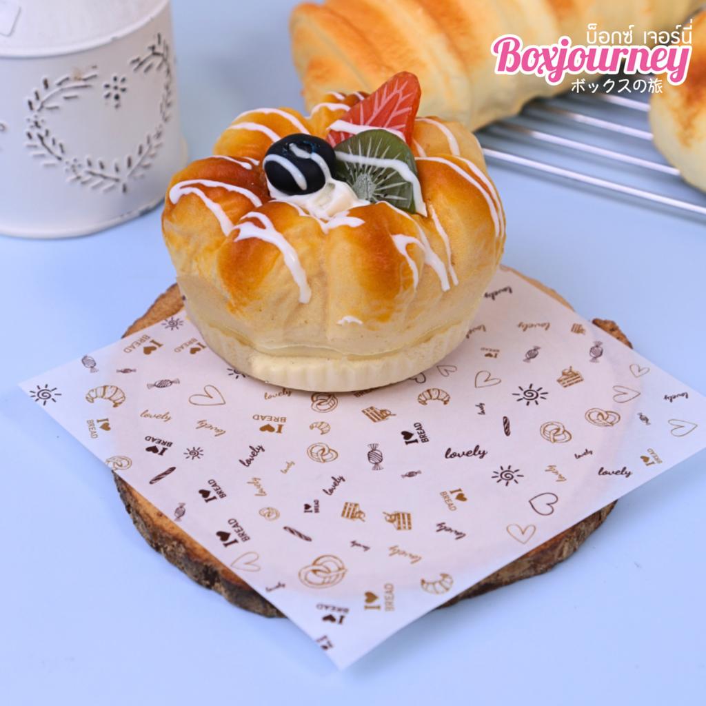 กระดาษรองอาหาร ลายเบเกอรี่ 02  12x12 ซม. (กันซึม)