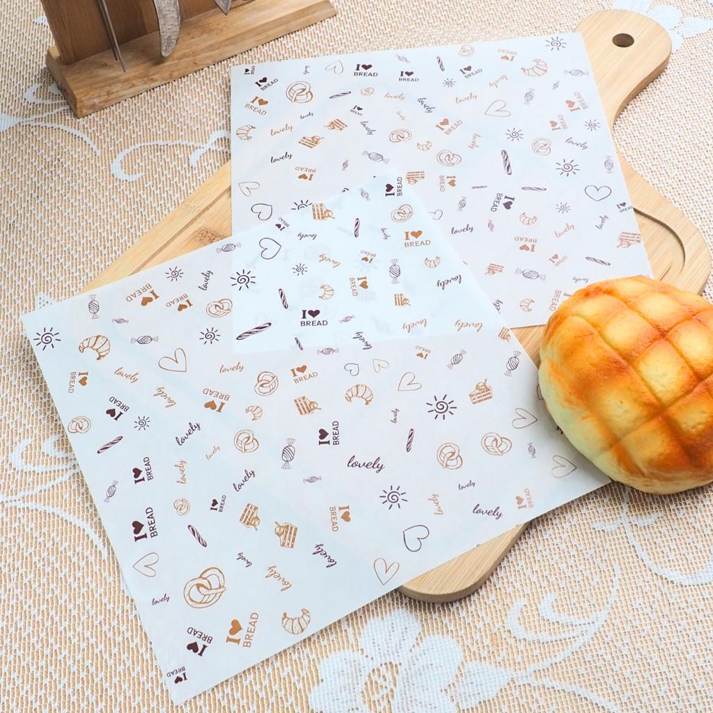 กระดาษรองอาหาร ลายเบเกอรี่ 02  8x8 นิ้ว (กันซึม)