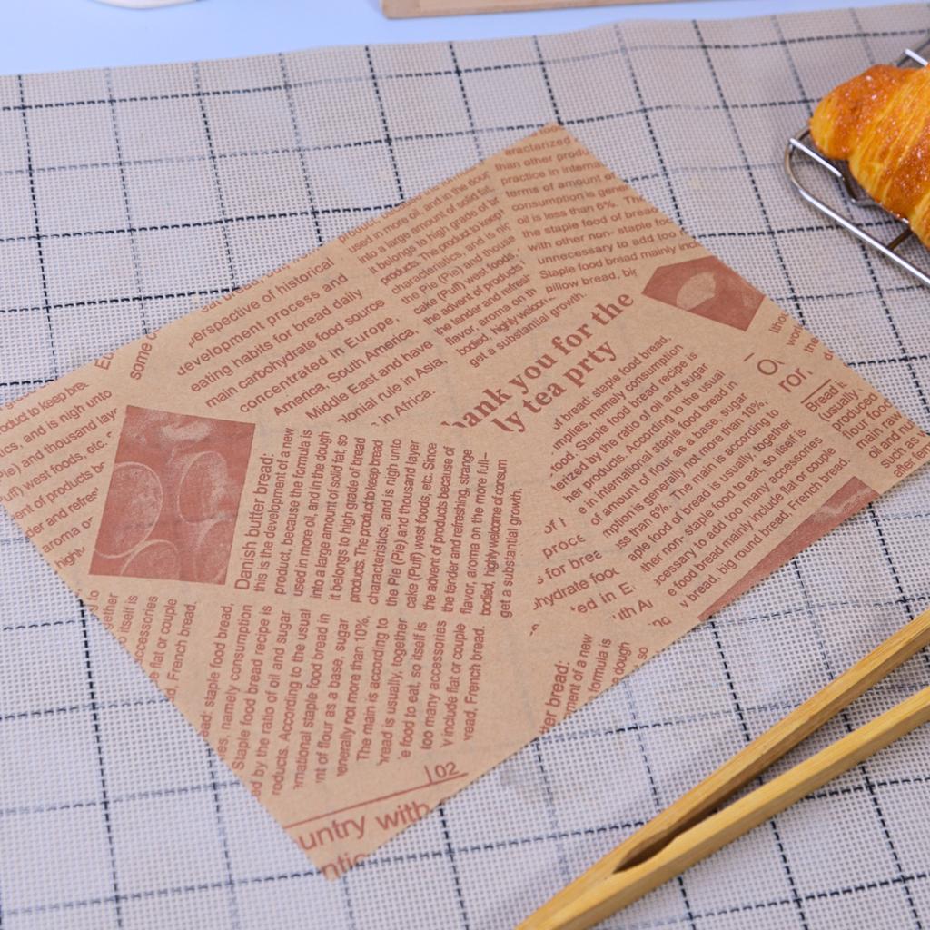 กระดาษรองอาหาร ลายหนังสือพิมพ์ สีน้ำตาล 6x8 นิ้ว (กันซึม)