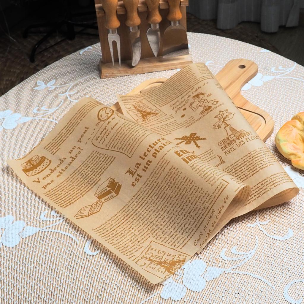 กระดาษห่ออาหาร ลายวินเทจ ขนาด 30 x 30 ซม.(เข้าอบได้)