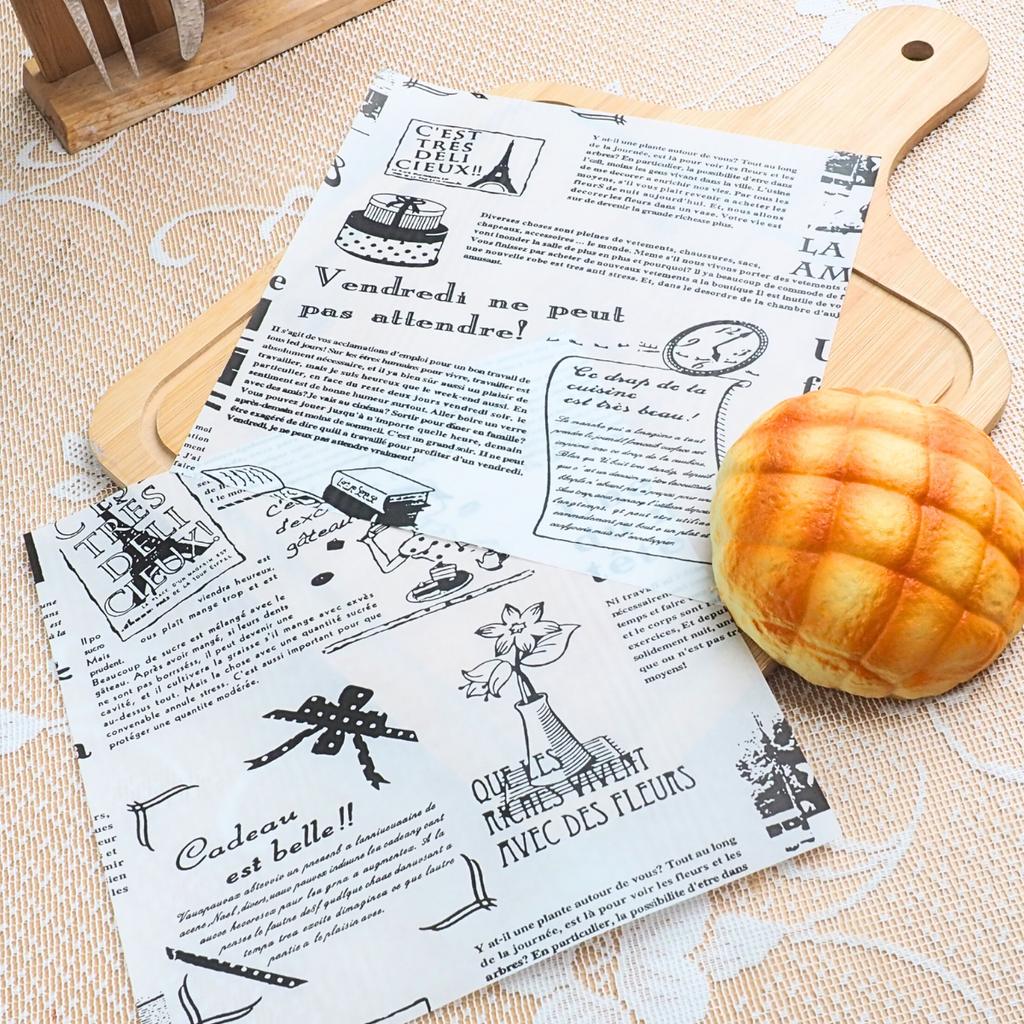 กระดาษรองอาหาร ลายวินเทจ หนังสือพิมพ์ขาวดำ ขนาด 8 x 8 นิ้ว (เข้าอบได้)