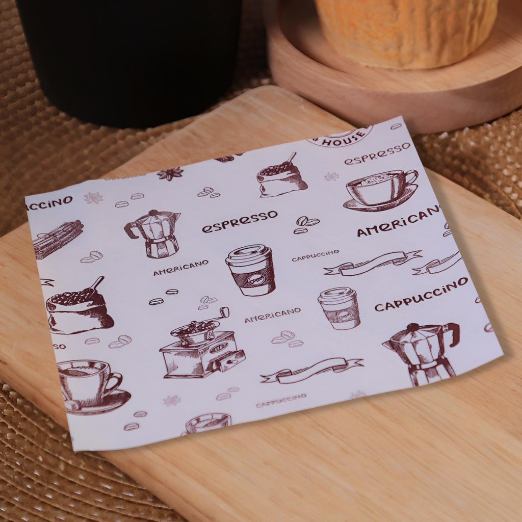 กระดาษรองอาหาร 12x12 ซม. ลาย Vintage Coffee House