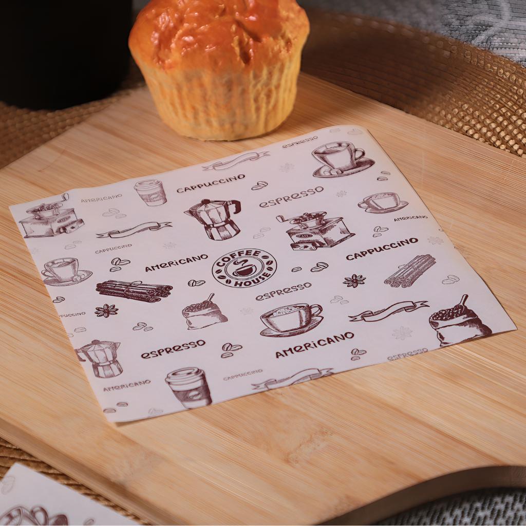 กระดาษรองอาหาร 6x6 นิ้ว ลาย Vintage Coffee House 