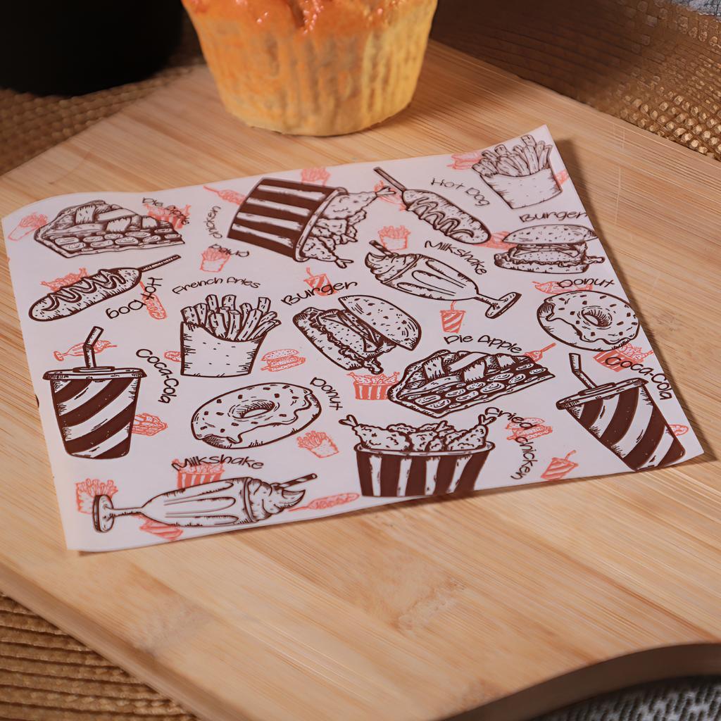 กระดาษรองอาหาร 6x6 นิ้ว ลาย Retro Fast Food 