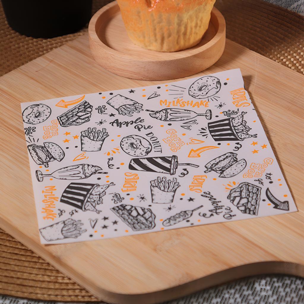 กระดาษรองอาหาร 6x6 นิ้ว ลาย Doodle Snack Time 