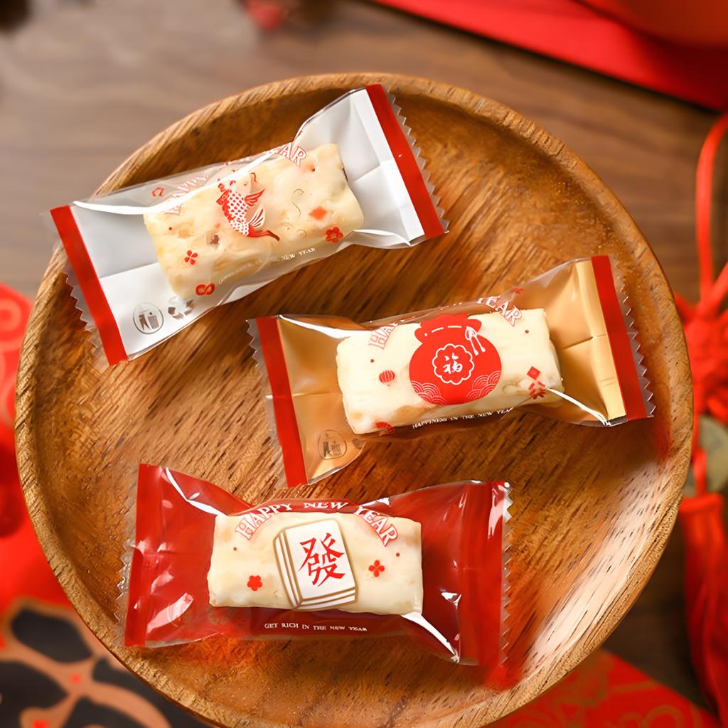 ถุงซีลลูกอมนูกัต ลายตรุษจีน 4x9 ซม.