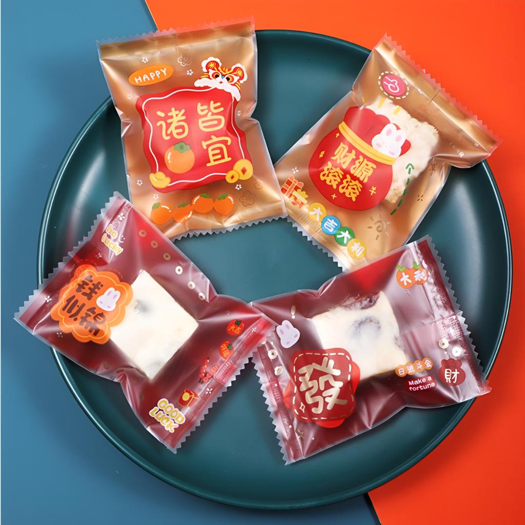 ถุงซีลขนม ลาย Happy Chinese ขนาด 7x10 ซม.