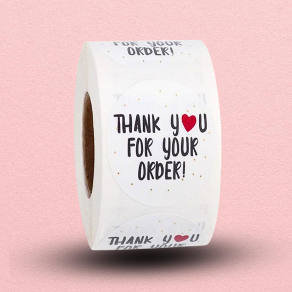 สติกเกอร์ม้วน  ลาย THANK YOU 01   ขนาด 2.5 ซม. (500 ดวง)