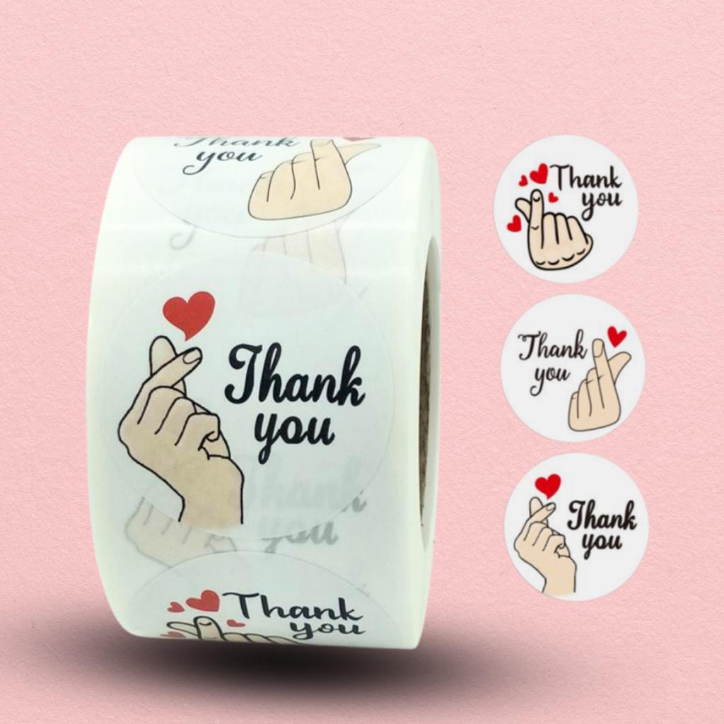 สติกเกอร์ม้วน  ลาย THANK YOU 02   ขนาด 2.5 ซม. (500 ดวง)