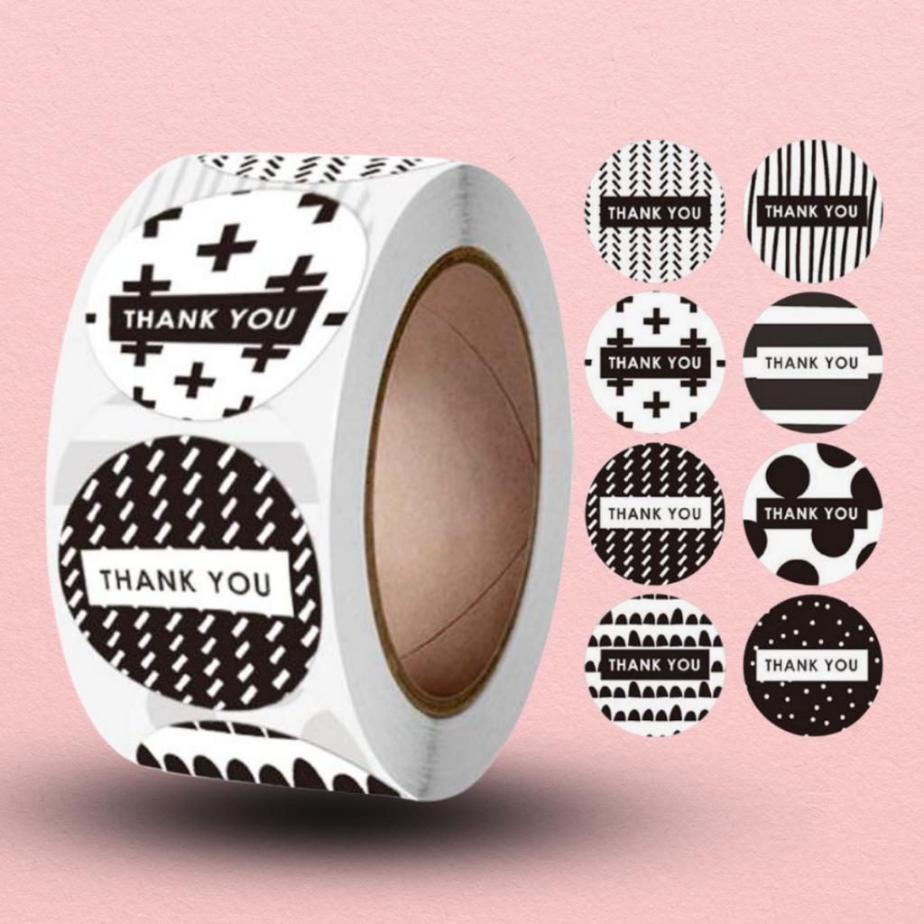 สติกเกอร์ม้วน  ลาย THANK YOU 04   ขนาด 2.5 ซม. (500 ดวง)