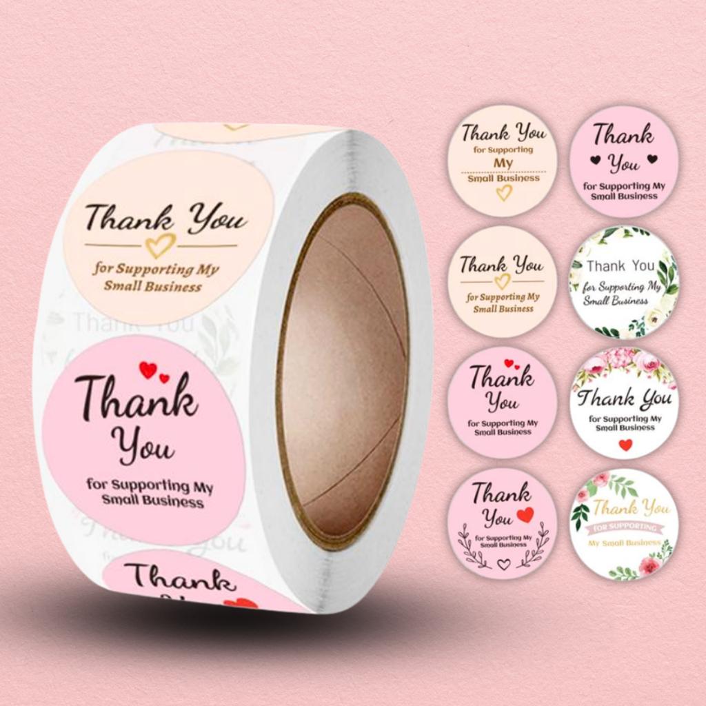 สติกเกอร์ม้วน  ลาย THANK YOU 05   ขนาด 2.5 ซม. (500 ดวง)