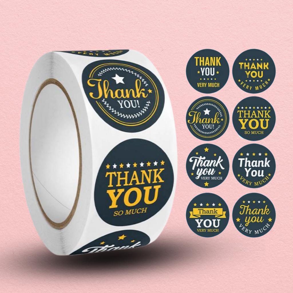 สติกเกอร์ม้วน  ลาย THANK YOU 07   ขนาด 2.5 ซม. (500 ดวง)