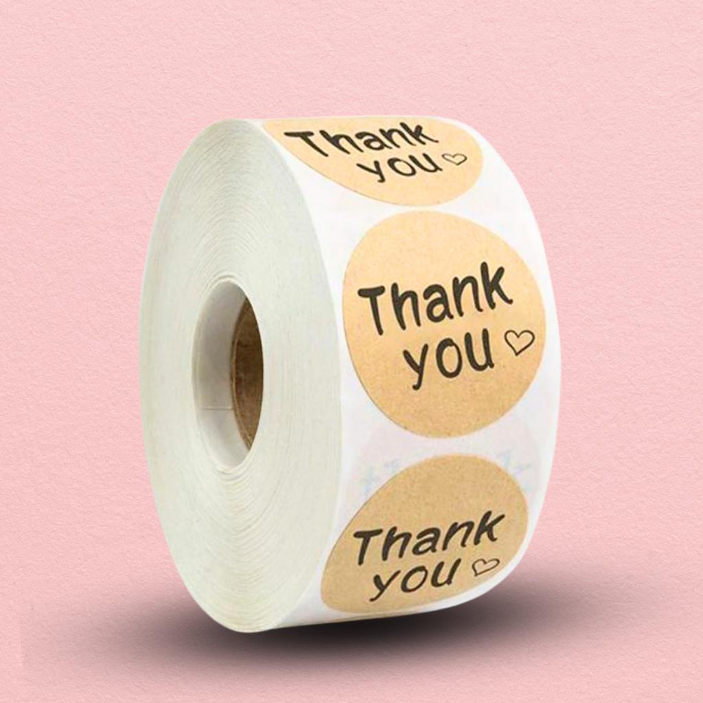 สติกเกอร์ม้วน  ลาย THANK YOU 08   ขนาด 2.5 ซม. (500 ดวง)