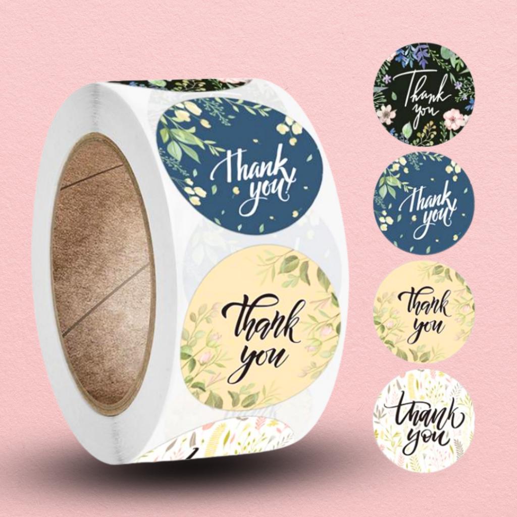 สติกเกอร์ม้วน  ลาย THANK YOU 09   ขนาด 2.5 ซม. (500 ดวง)