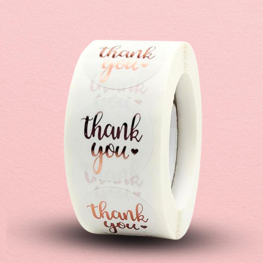 สติกเกอร์ม้วน  ลาย THANK YOU 11   ขนาด 2.5 ซม. (500 ดวง)