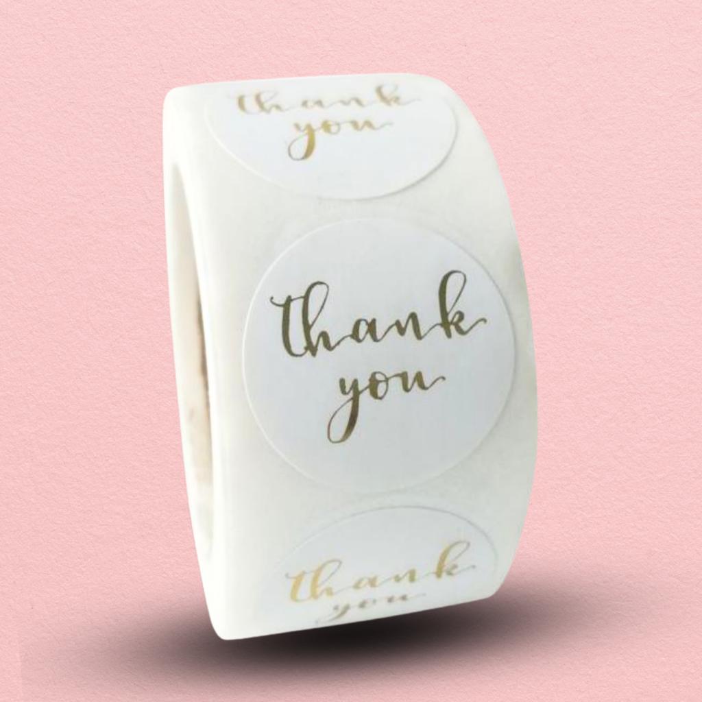 สติกเกอร์ม้วน  ลาย THANK YOU 12   ขนาด 2.5 ซม. (500 ดวง)