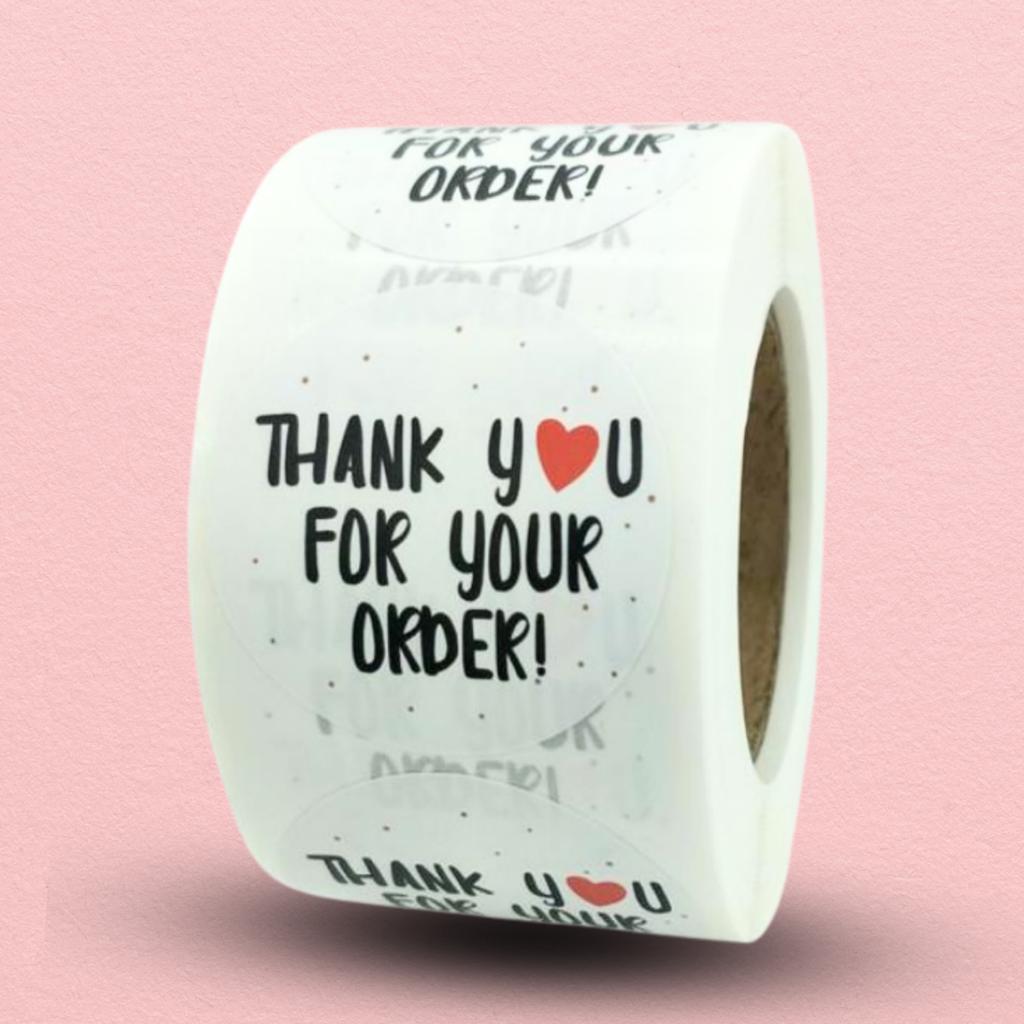 สติกเกอร์ม้วน  ลาย THANK YOU 01   ขนาด 3.8 ซม. (500 ดวง)