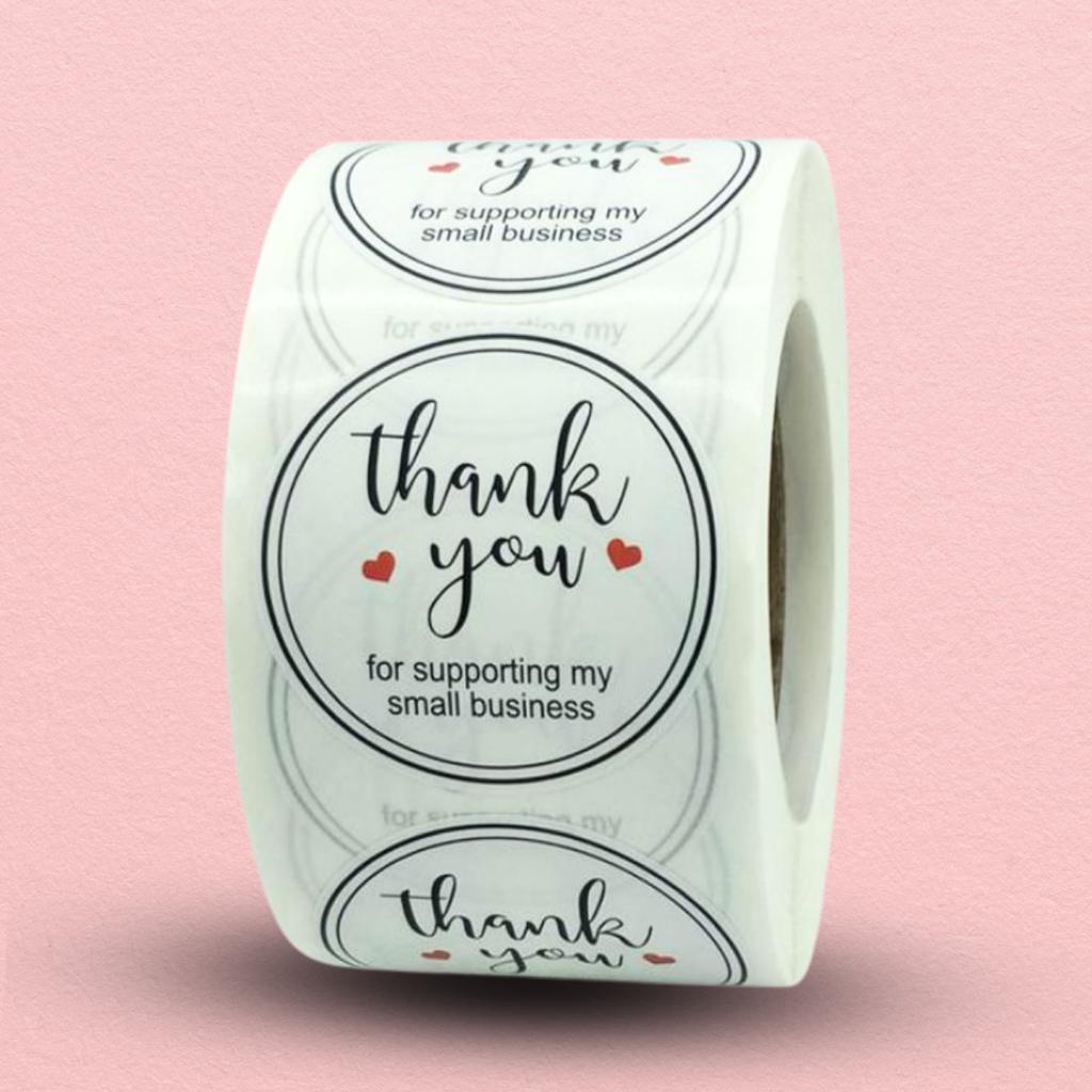 สติกเกอร์ม้วน  ลาย THANK YOU 02   ขนาด 3.8 ซม. (500 ดวง)