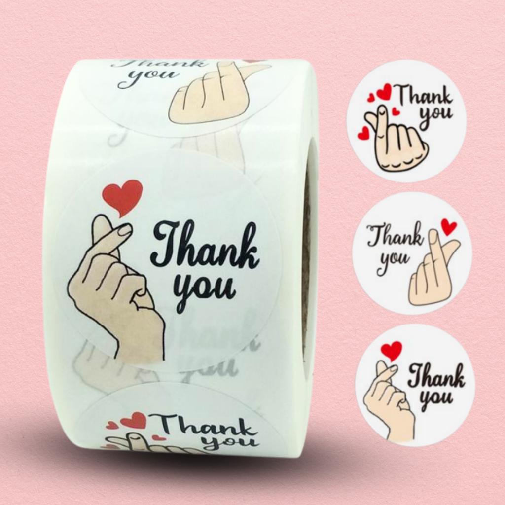สติกเกอร์ม้วน  ลาย THANK YOU 03   ขนาด 3.8 ซม. (500 ดวง)