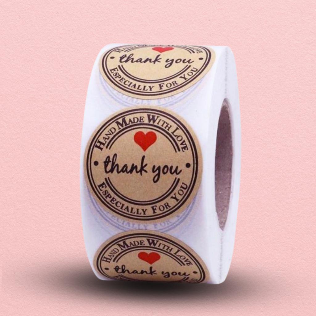 สติกเกอร์ม้วน  ลาย THANK YOU 04   ขนาด 3.8 ซม. (500 ดวง)