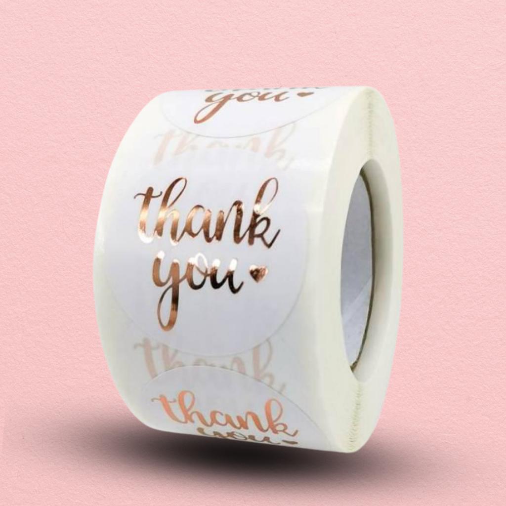 สติกเกอร์ม้วน  ลาย THANK YOU 05   ขนาด 3.8 ซม. (500 ดวง)