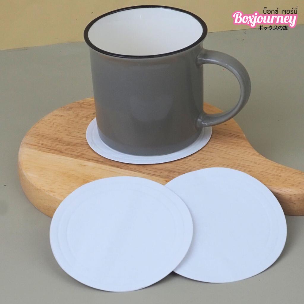 กระดาษรองแก้ว แบบกลม สีขาว
