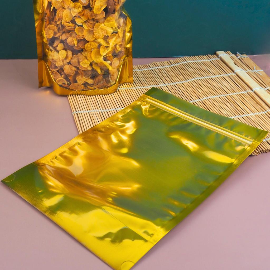 ถุงซิปล็อค สีทอง ขนาด 20x30 ซม.