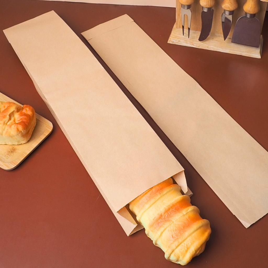 ซองใส่ขนมปังฝรั่งเศส Baguette สีน้ำตาล ขนาด 10x60ซม.