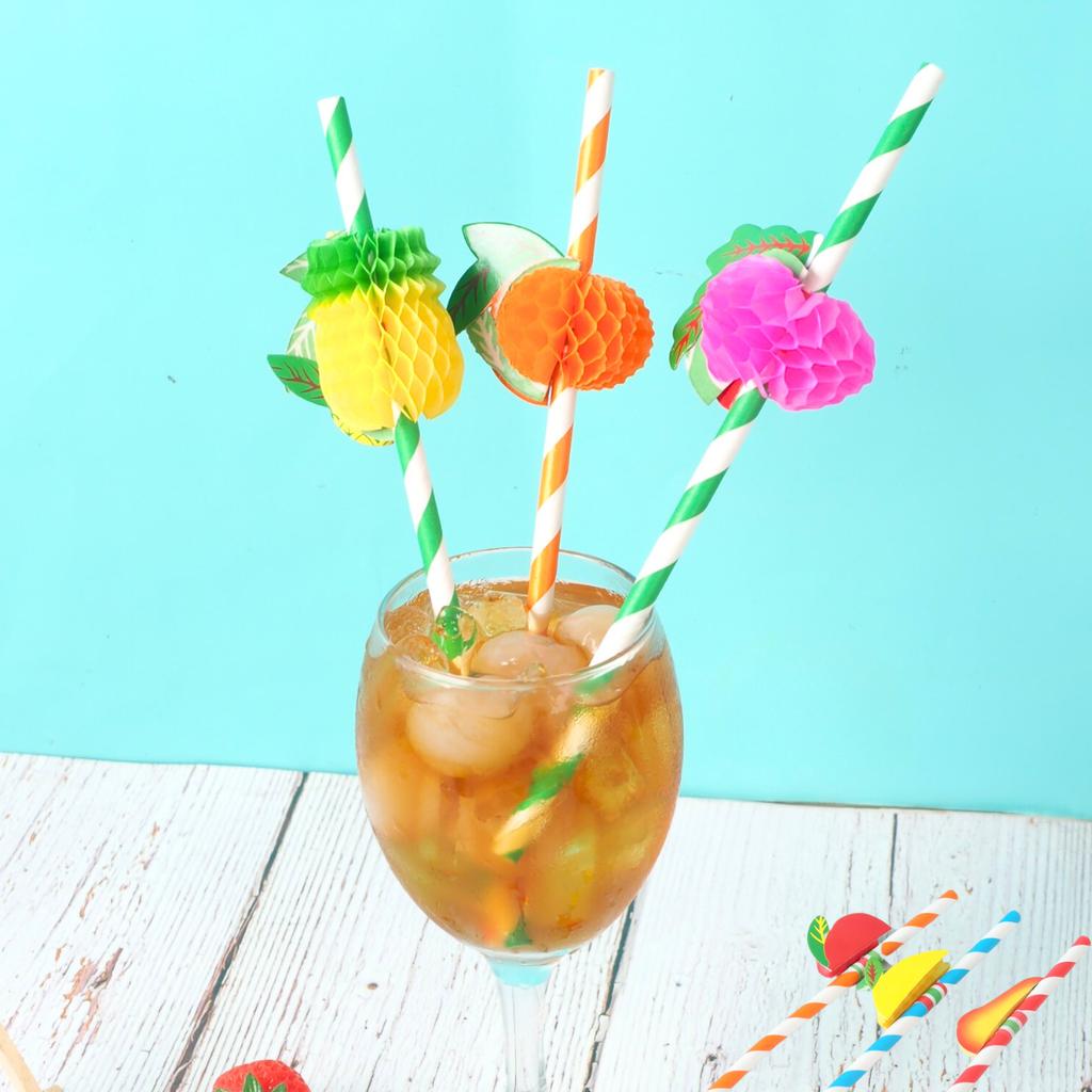 หลอดกระดาษ แฟนซีผลไม้ คละลาย