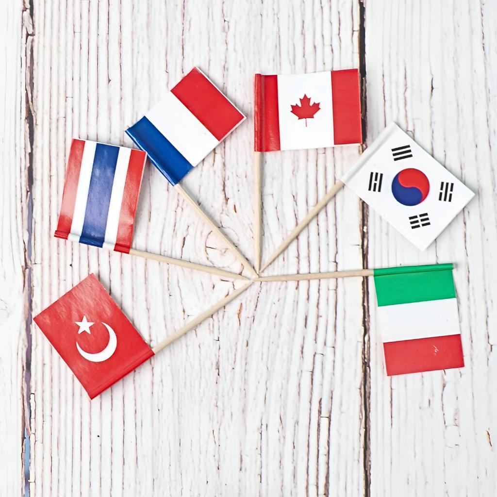 ไม้เสียบ ธงชาติ คละลาย ยาว 6.5 ซม.