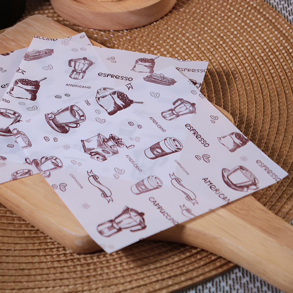 กระดาษรองอาหาร 6x6 นิ้ว ลาย Vintage Coffee House 