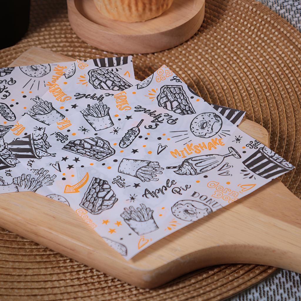 กระดาษรองอาหาร 6x6 นิ้ว ลาย Doodle Snack Time 