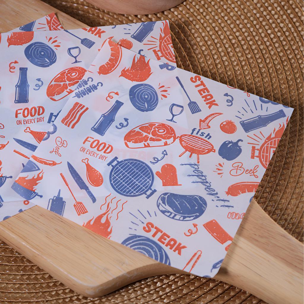 กระดาษรองอาหาร 6x6 นิ้ว ลาย BBQ Party