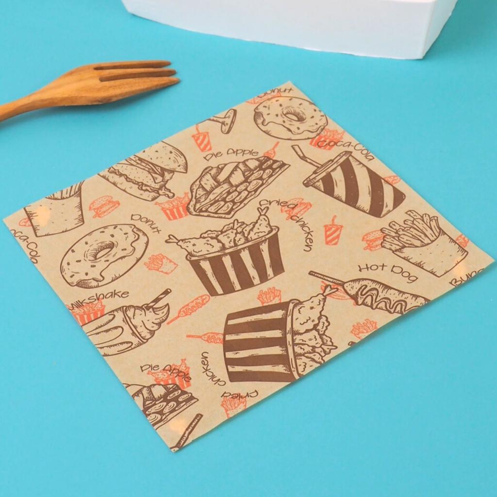 wrapping paper 12x12 cm ,   Retro Fast Food  Pattern