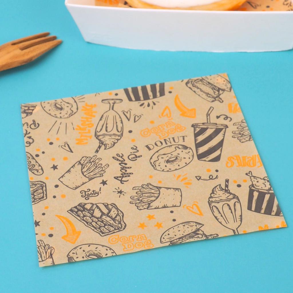 wrapping paper 12x12 cm ,  Doodle Snack Time  Pattern