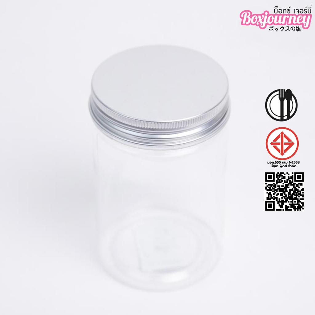 กระปุก PET 6.5x10 CM. ฝาอลูมิเนียมเงิน 300ml.