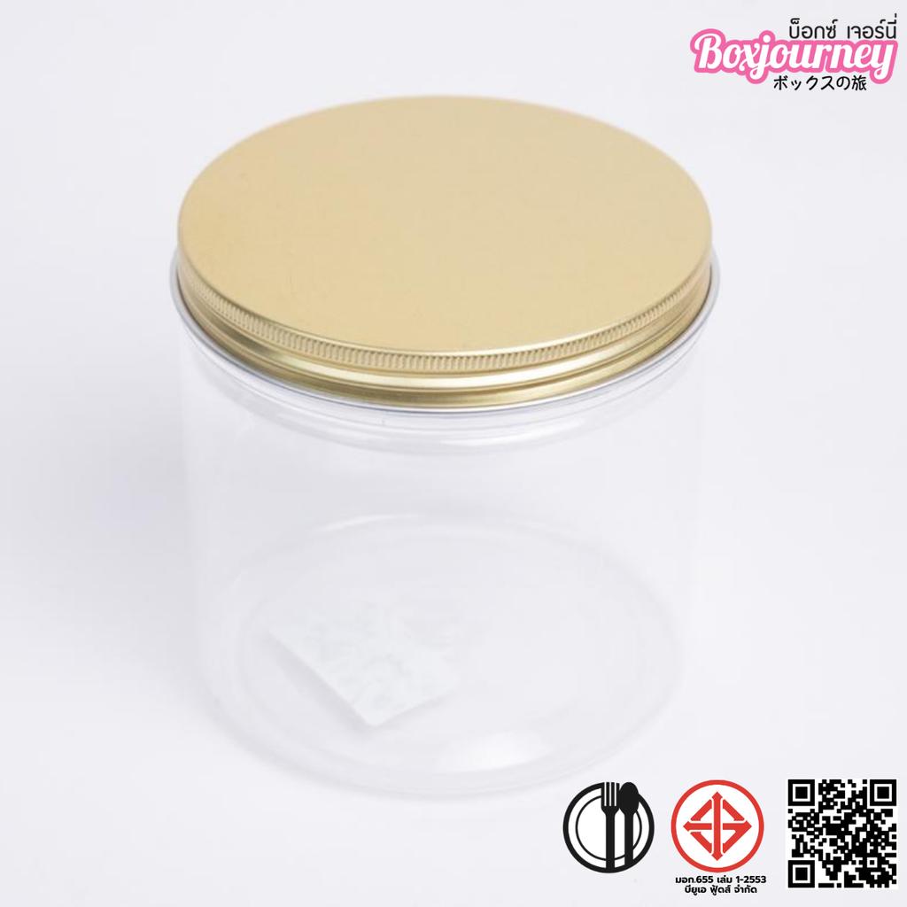 กระปุก PET 10x10 cm. ฝาอลูมิเนียมทอง 750 ml.