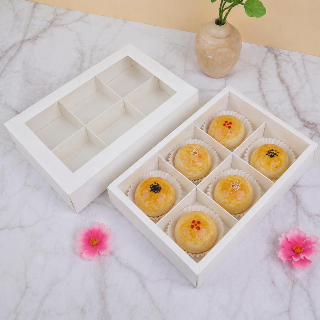 กล่องขนม 6 ช่อง ขาว 17x24.3x5 ซม.